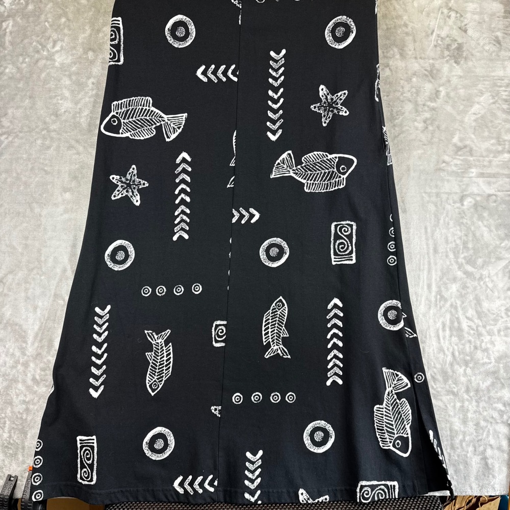 Studio G T-Shirt Dress Womens Large Black Fish Skeleton Tribal Print (x1522) - Picture 9 of 14